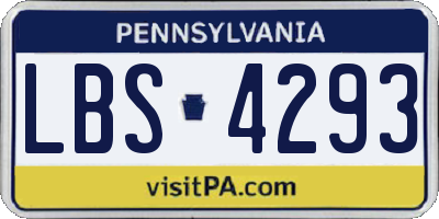 PA license plate LBS4293