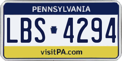 PA license plate LBS4294