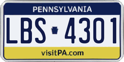 PA license plate LBS4301
