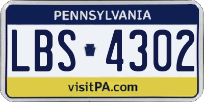 PA license plate LBS4302