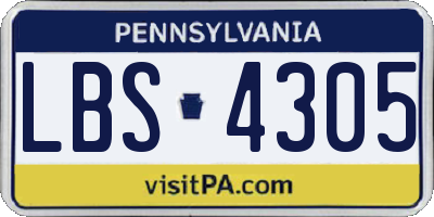 PA license plate LBS4305