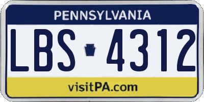 PA license plate LBS4312