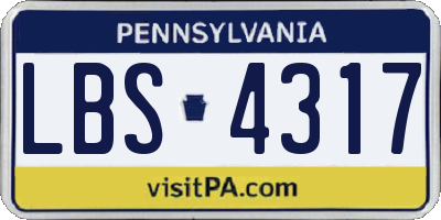 PA license plate LBS4317