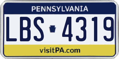 PA license plate LBS4319