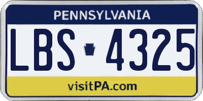 PA license plate LBS4325