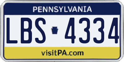PA license plate LBS4334