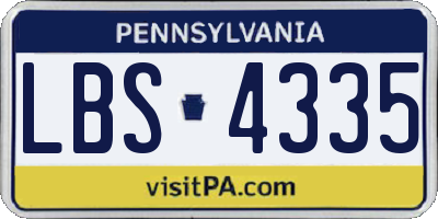 PA license plate LBS4335