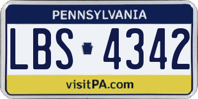 PA license plate LBS4342