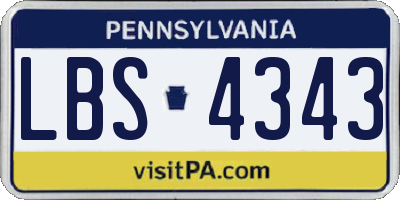 PA license plate LBS4343