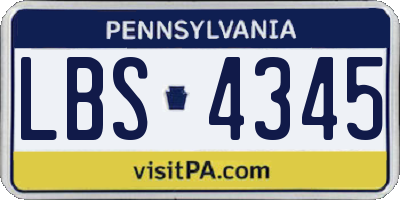 PA license plate LBS4345