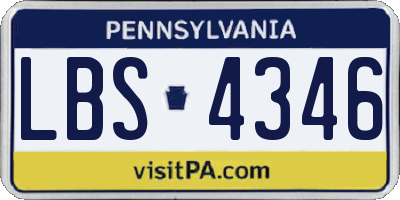 PA license plate LBS4346