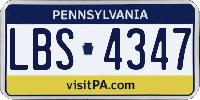 PA license plate LBS4347