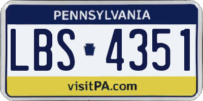 PA license plate LBS4351