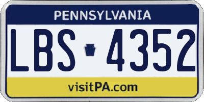 PA license plate LBS4352