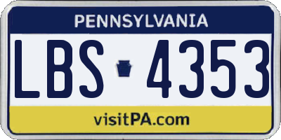 PA license plate LBS4353