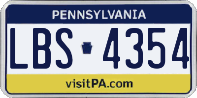 PA license plate LBS4354