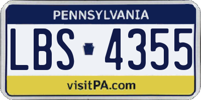PA license plate LBS4355