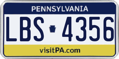 PA license plate LBS4356
