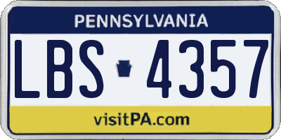 PA license plate LBS4357