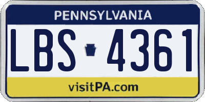 PA license plate LBS4361