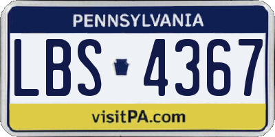 PA license plate LBS4367