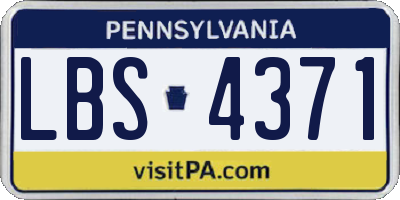 PA license plate LBS4371