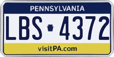 PA license plate LBS4372