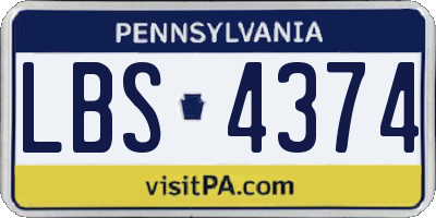 PA license plate LBS4374