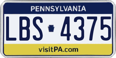 PA license plate LBS4375