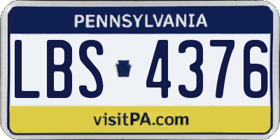 PA license plate LBS4376