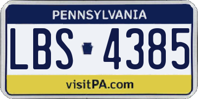 PA license plate LBS4385