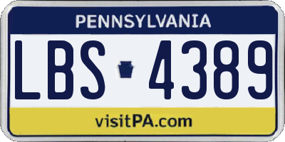PA license plate LBS4389