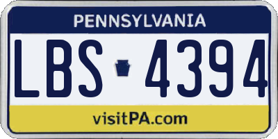 PA license plate LBS4394