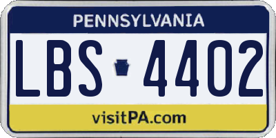 PA license plate LBS4402