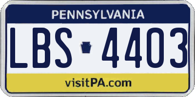 PA license plate LBS4403