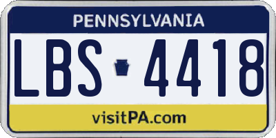 PA license plate LBS4418