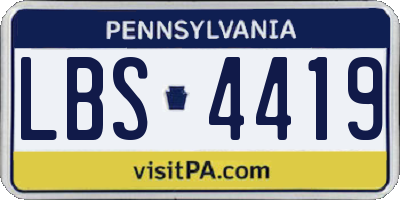 PA license plate LBS4419