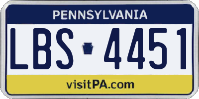 PA license plate LBS4451