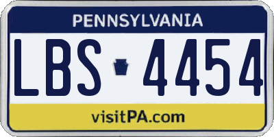 PA license plate LBS4454