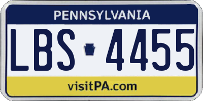 PA license plate LBS4455