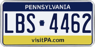 PA license plate LBS4462