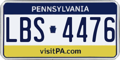 PA license plate LBS4476