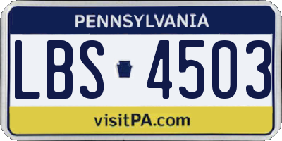PA license plate LBS4503