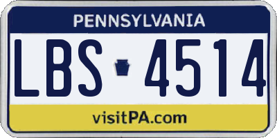 PA license plate LBS4514