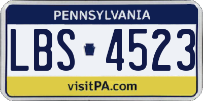 PA license plate LBS4523