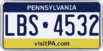 PA license plate LBS4532
