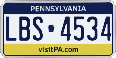 PA license plate LBS4534