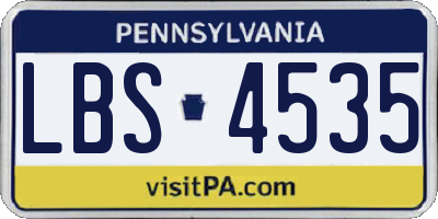 PA license plate LBS4535