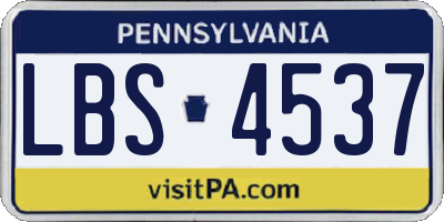 PA license plate LBS4537