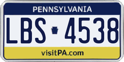 PA license plate LBS4538